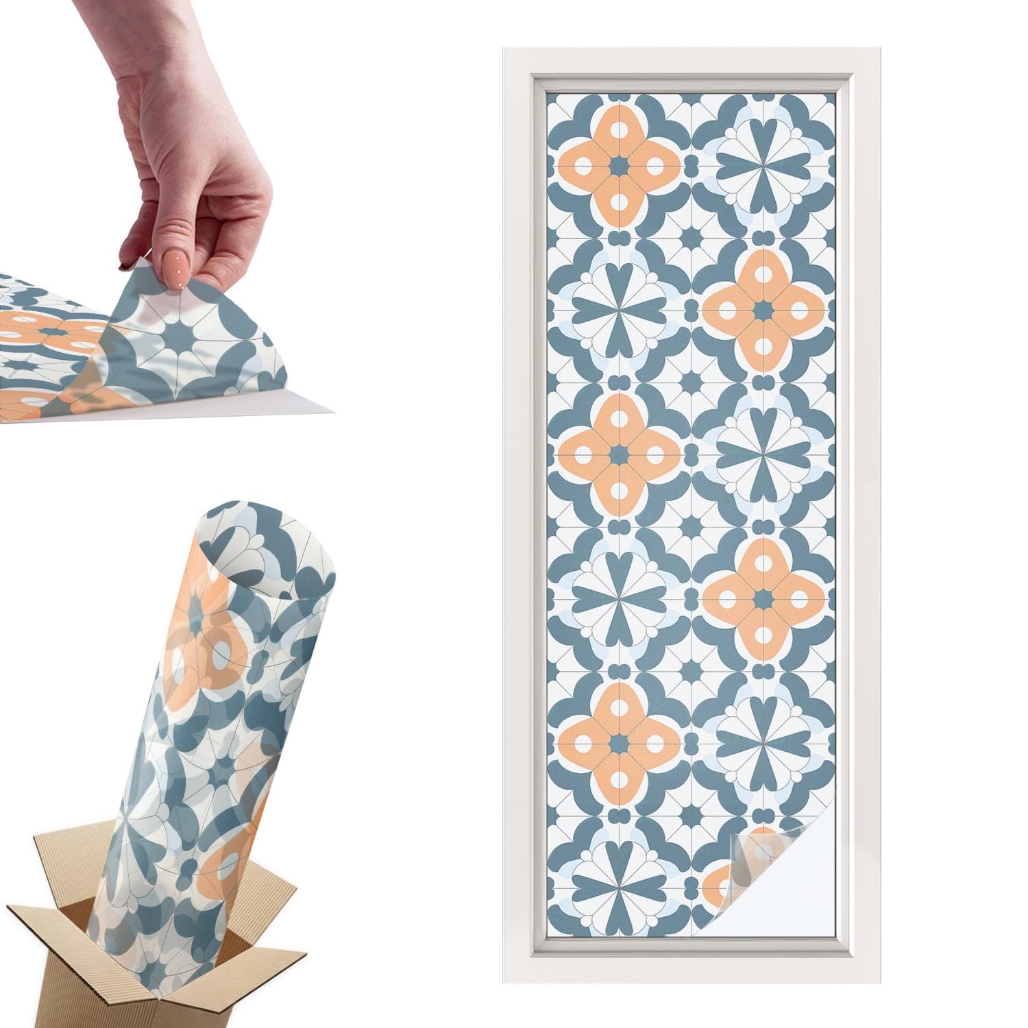 Films vitrail décoratif haut de gamme fleurs en mosaïque pour verre PVC