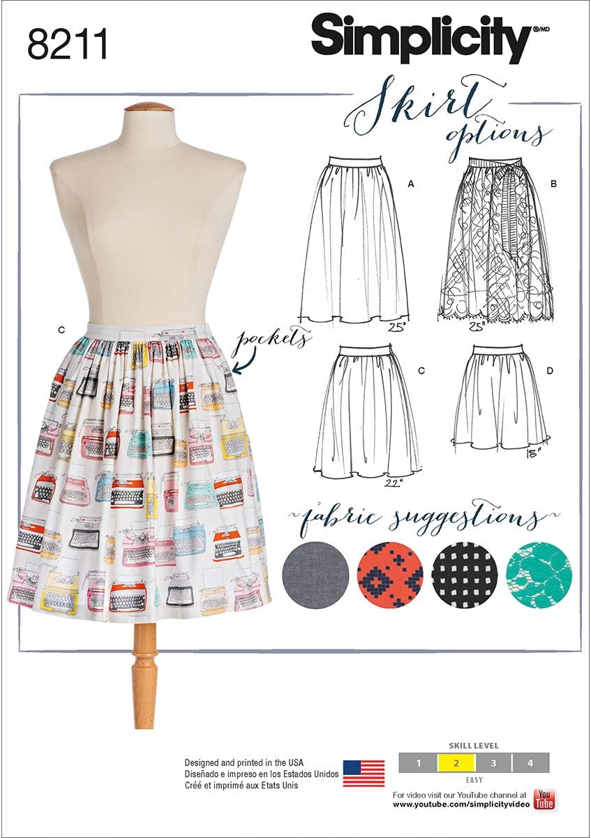 8211 Women's Dirndl Pocketed Skirt Sewing Patterns, Sizes 14-22