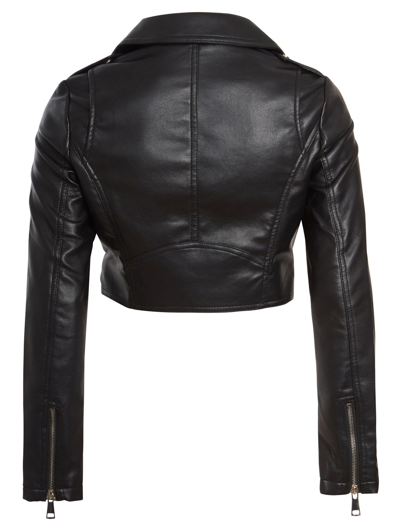 SS7 Femmes Veste de Motard Courte en Faux Cuir