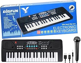 Sky Tech® Portable Musical Sound Toy Piano Keyboard with Microphone 37 Keys 8 Rhythms, 8 Tones with 6 In-Built Demos & Song Record Feature Dual Power Supply Source Micro USB Cable(Included)