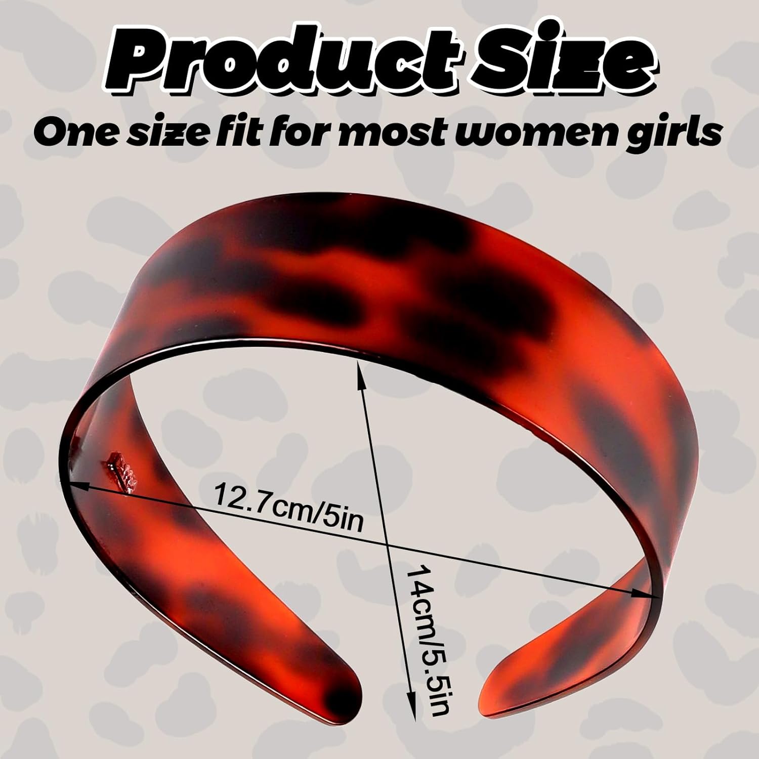 Tortoise Shell Headband with Teeth for Women Brown Wide Acetate Flexible Hair Headband Skinny Wide Headbands with Teeth for Women and Girls No Slip Durable Styling Hair Accessories - Image 2