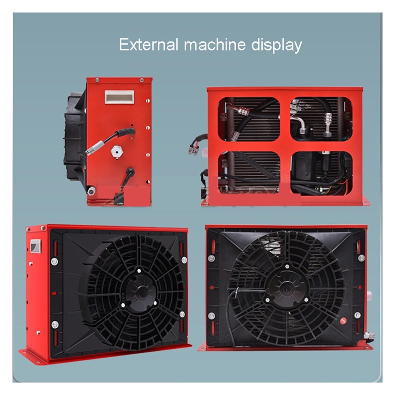Máquina Integrada De Refrigeración Aire Acondicionado Eléctrico 12V/24V For Autobuses, Camiones, Excavadoras, Cosechadoras, Máquinas Agrícolas Enfriamiento Rápido(24V Red plastic case)