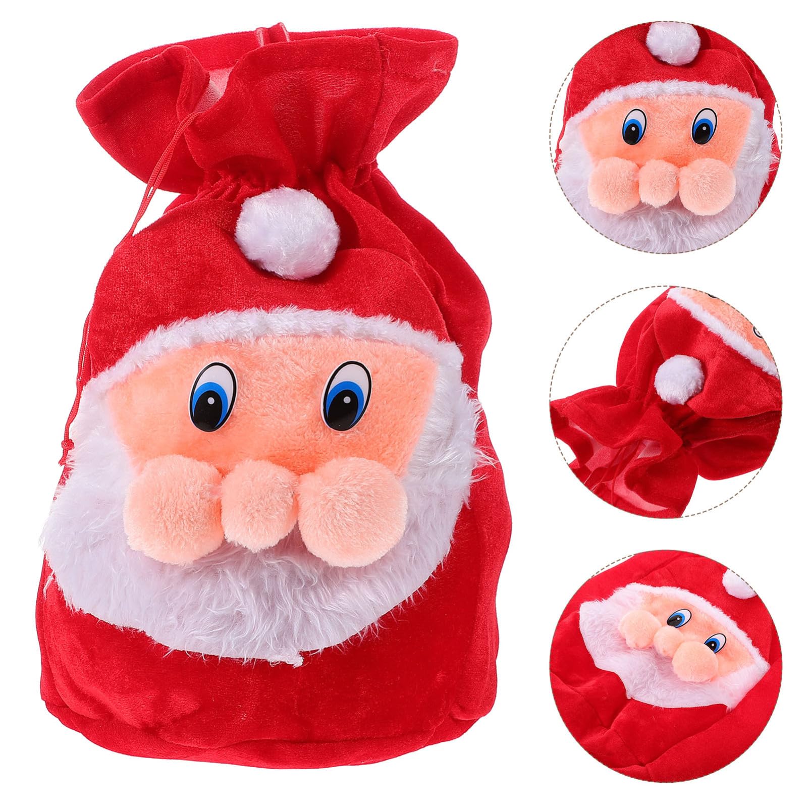 NOLITOY Bolsa de Obsequio de Papá Noel Cordón de Peluche para Dulces Navideños Bolsa para Obsequio para Fiesta de Navidad