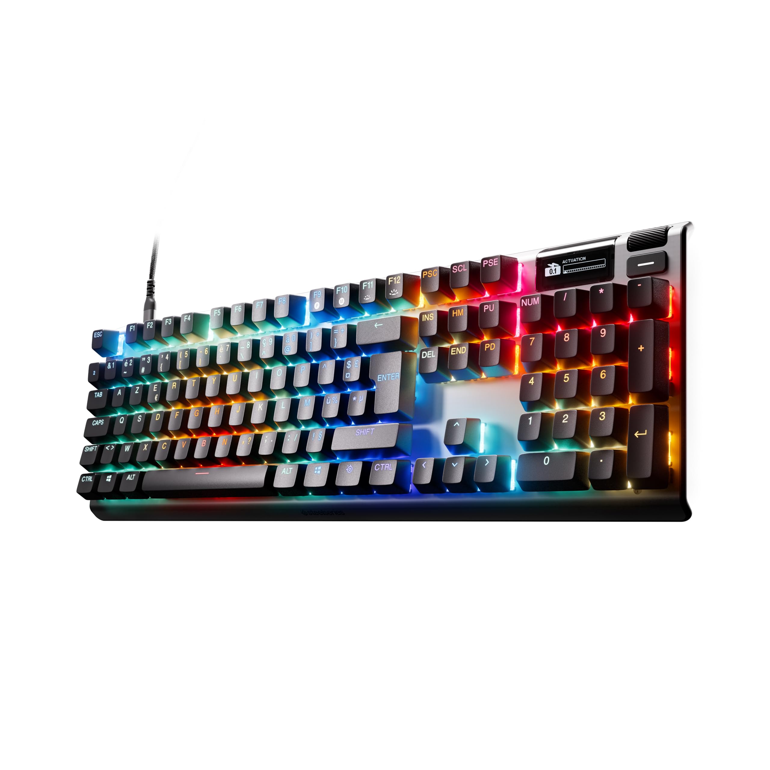 SteelSeries Apex Pro Gen 3 - Hipermagnetyczna klawiatura dla graczy - przełączniki OmniPoint 3.0 - Rapid Trigger - Ustawienia gier - Rapid Tap/SOCD - OLED - RGB - nakładki z PBT - FR Layout AZERTY