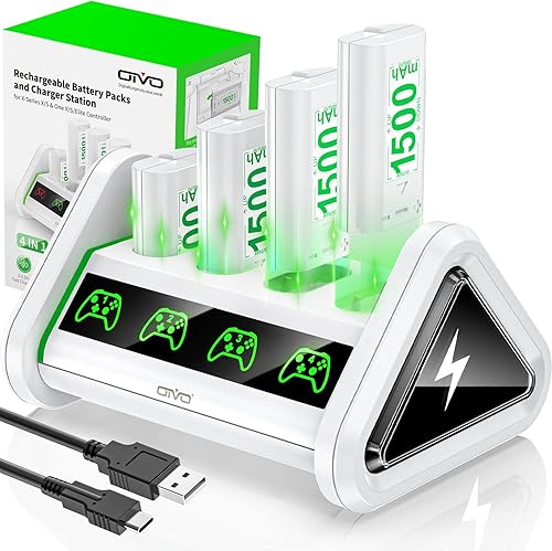 Paquetes de baterías recargables con estación de carga para Xbox Series XSXbox One XSElite Controllers OIVO 4 paquetes de baterías recargables de