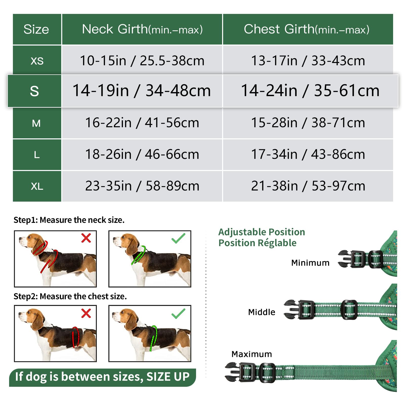 HEELE Pettorina Cane Taglia Piccola con Motivo Stampato, Riflettente Pettorina Addestramento Cani Anti Tiro con 2 Ganci in Metallo + Maniglia, Gilet per Cani Regolabile, Fiore-Verde, S