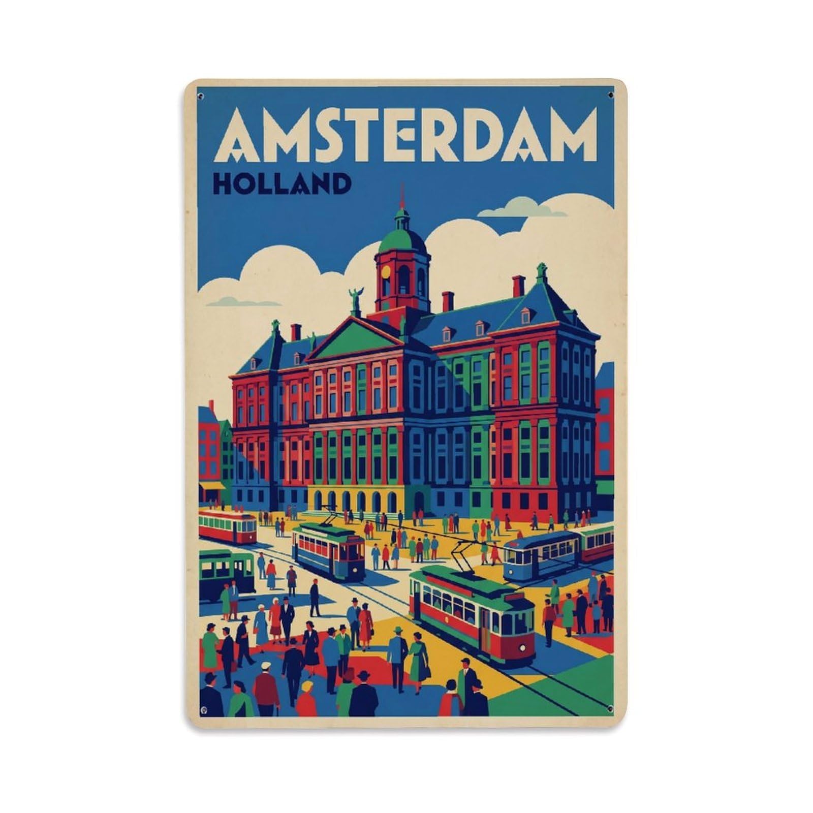 Este 8X12inch Style Vintage Travel Amsterdam Netherlands Brilliant Metal Tin Sign
