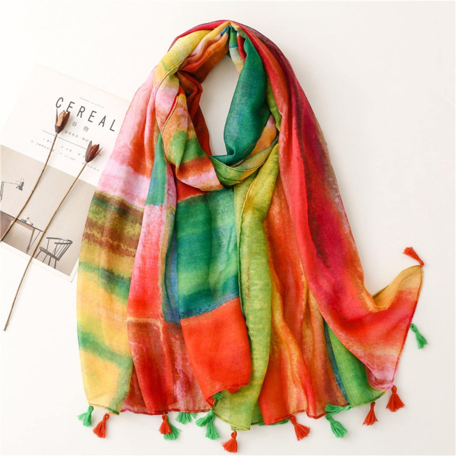 Bufanda Moda Floral Flecos Viscosa Mantón Bufanda Señoras Abrigo Fino Cachemira Mantón Hijab Musulmán 180 * 90 Cm
