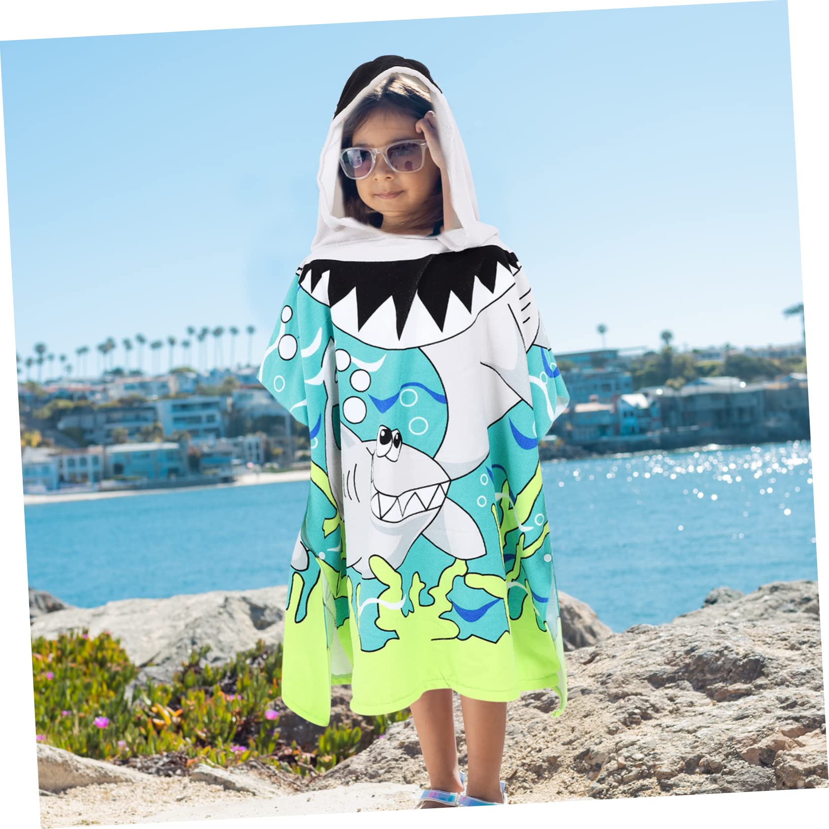 VICASKY 5stücke Kapuzenbadetuch Aus Mikrofaser Mit Cartoon-Muster Saugfähiger Badeponcho Für Junge Mädchen Für Strand Schwimmbad Und Zuhause Für Geburtstage Und Feste