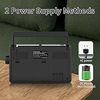 Vista 5 de Portable AM/FM/SW 3 Band Radio, AM FM Radio with Clock, Battery Operated, Micro SD/USB for MP3/WMA Playback, LCD Display, ATS Function