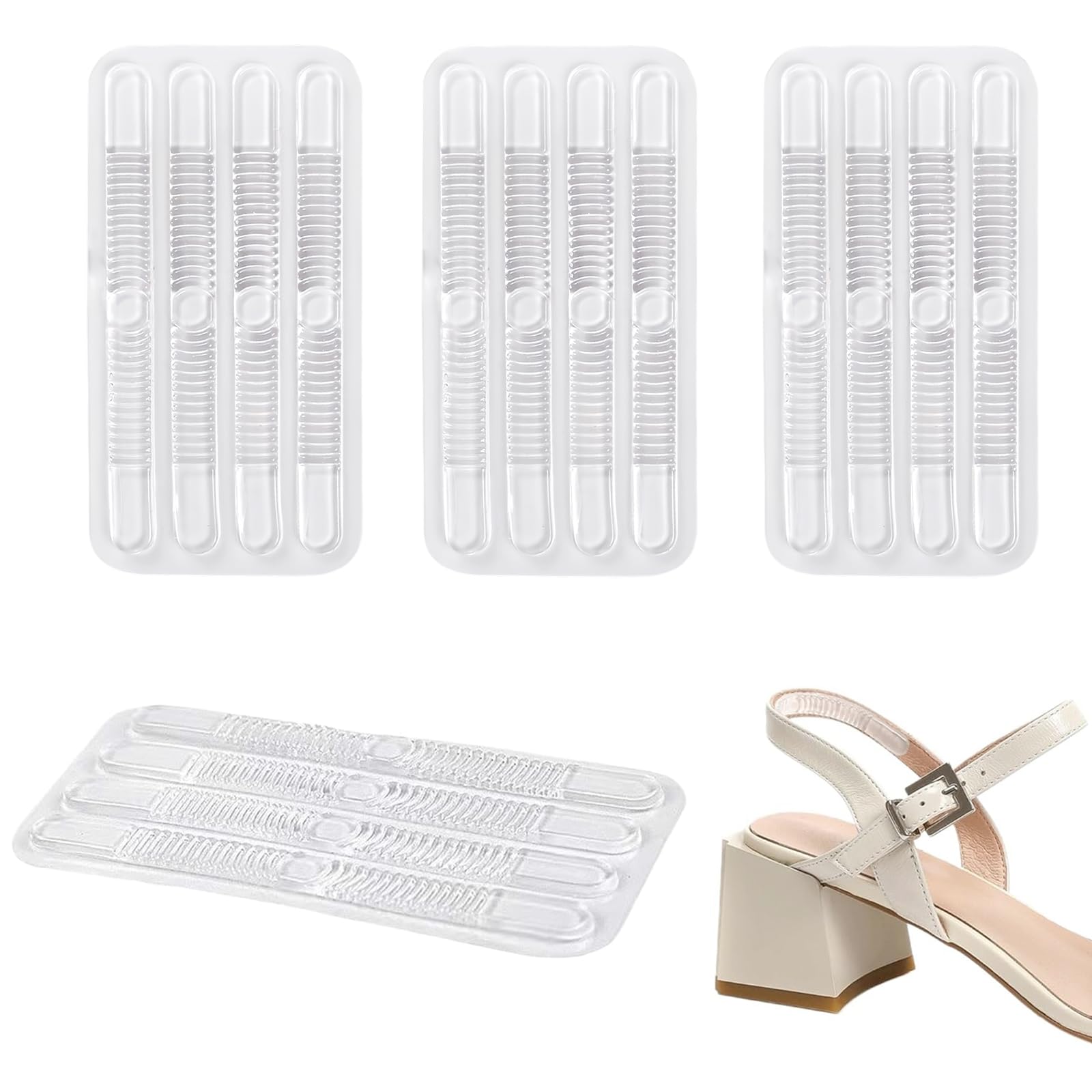 16 Piezas Correas de Silicona para Zapatos de Tacón Alto, Tiras Protectoras de Gel, Antirozaduras Zapatos de Agarre para Mujeres Tacón