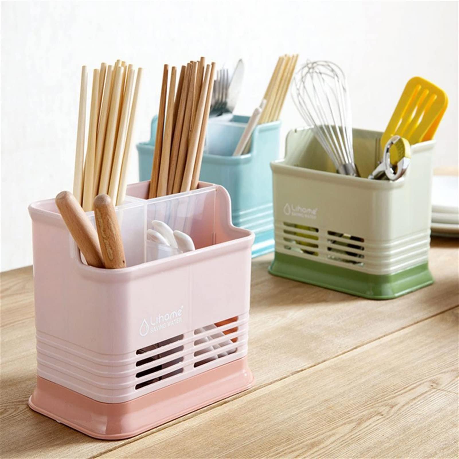 Werkzeughalter Essstäbchen Organizer Drain Box Kunststoff Löffel Gabel Lagerhalter Küche Hohl Rack Tragbare Besteck Regal Werkzeugregal (Color : F)
