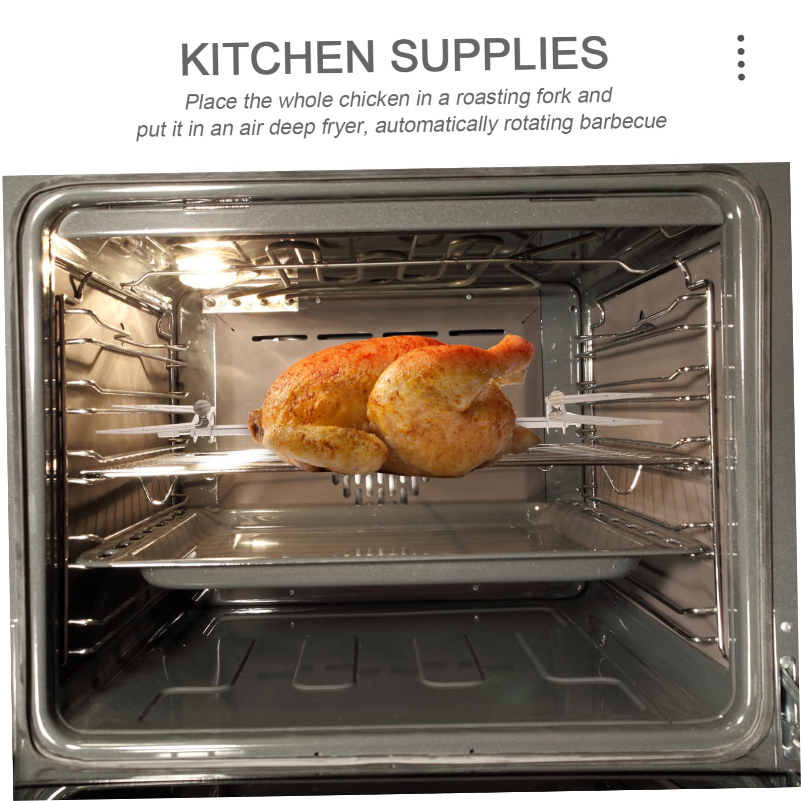 Garneck Stainless Steel Rotisserie Fork for Air Fryer Roast Chicken Accessory Easy to Clean Rotating Fork for Air Fryer