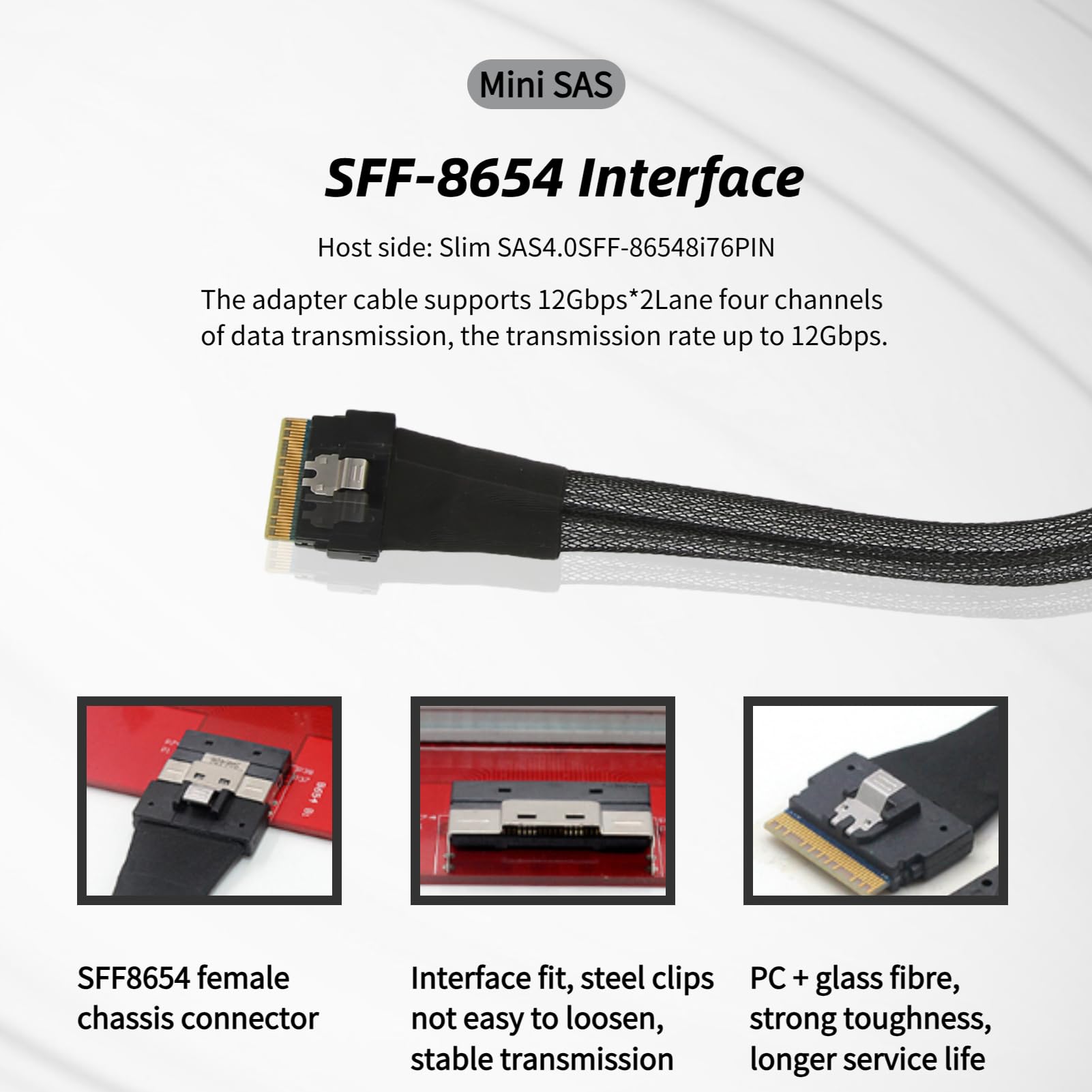 Câble Mini SAS - TBEST - SFF8654 8i Vers SFF8643 - 12 Gbit/s - 0,5 M