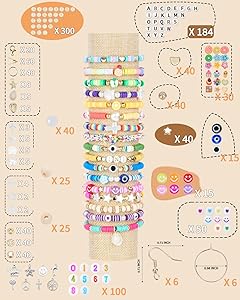 BestNow Clay Beads Bracelet Making Kit 120 Colors 6 Box Flat Polymer Heishi Beads Set for Friendship Jewelry Making with Pendant Charms Crafts Gifts for Girls Ages 6 7 8 9 10 11 12 Kids Adults