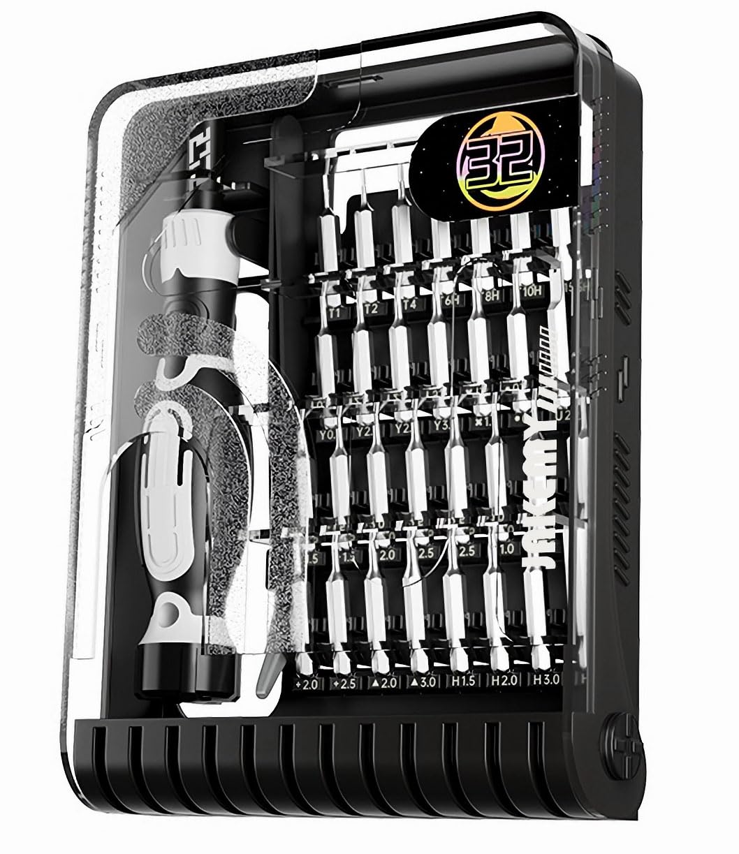 Precision Screwdriver Set 32 Pieces Small Magnetic Screwdriver Bits Electronic Repair Kit with Tweezers, Suitable for Repairing Mobile Phones, Laptops, Cameras, Tablets, etc