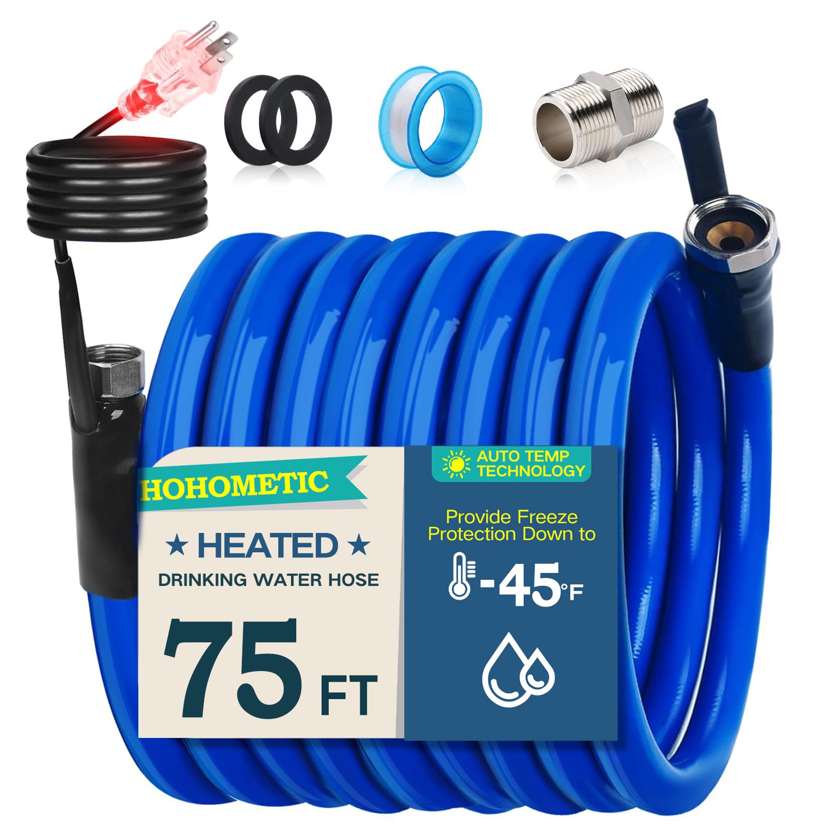 75FT Heated Water Hose for RV,-45 ? Antifreeze 4.0 Upgraded Heated Drinking Garden Water Hose?Rv Accessories?Rv Water Hose