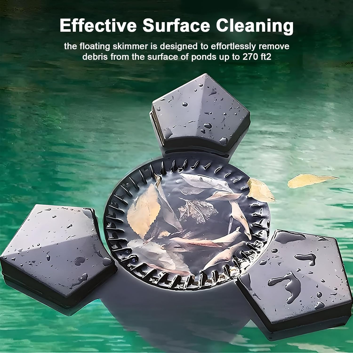 Skimmer automatico per piscine, efficiente detergente per superfici per laghetti e giardini, estrattore di detriti da 70 W per una facile manutenzione della piscina, design galleggiante