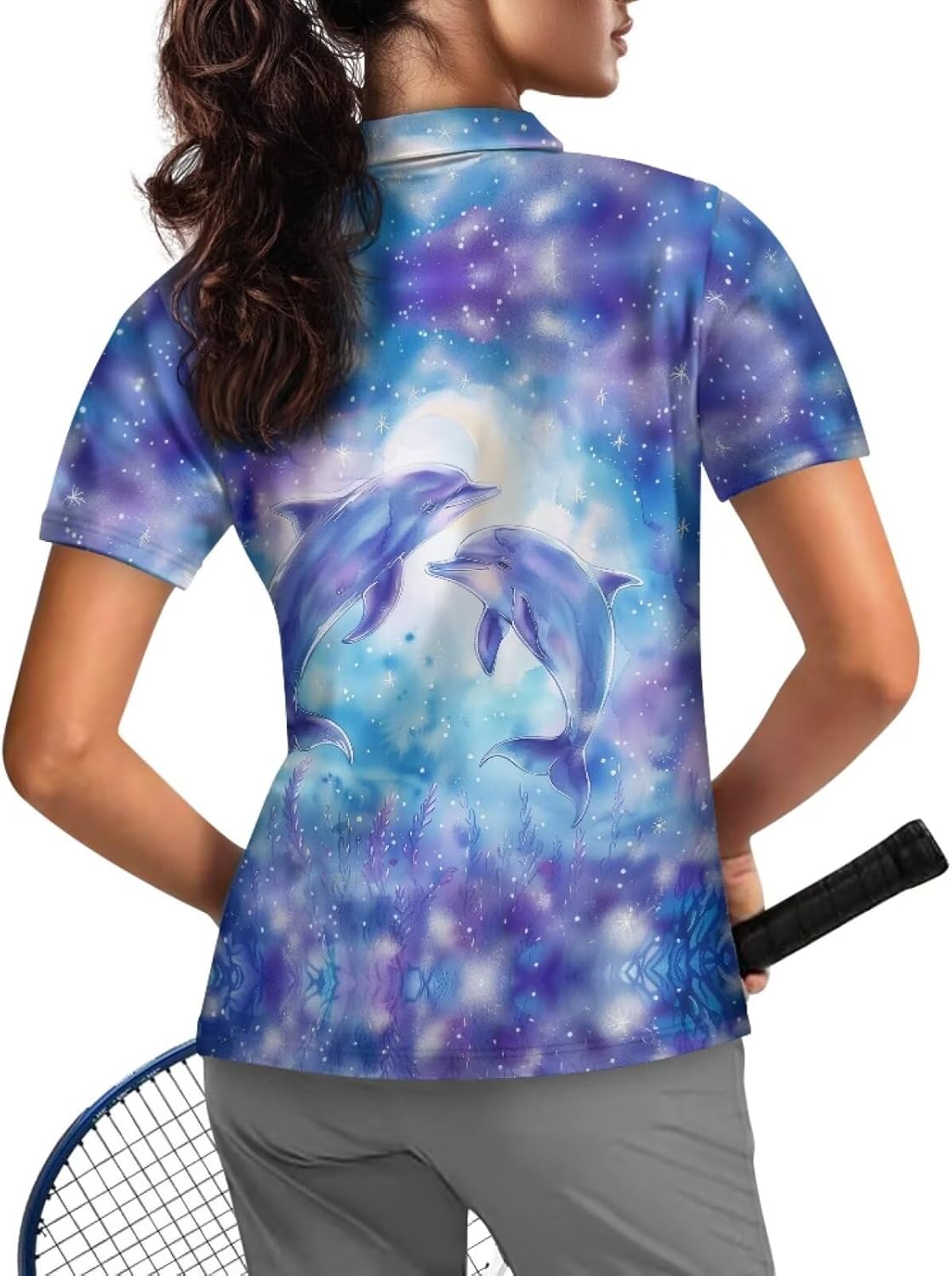 WELLFLYHOM Golf Shirts Short Sleeve Tennis Tops for Women Golf Top 1/4 Zip Workout Sport T-Shirt