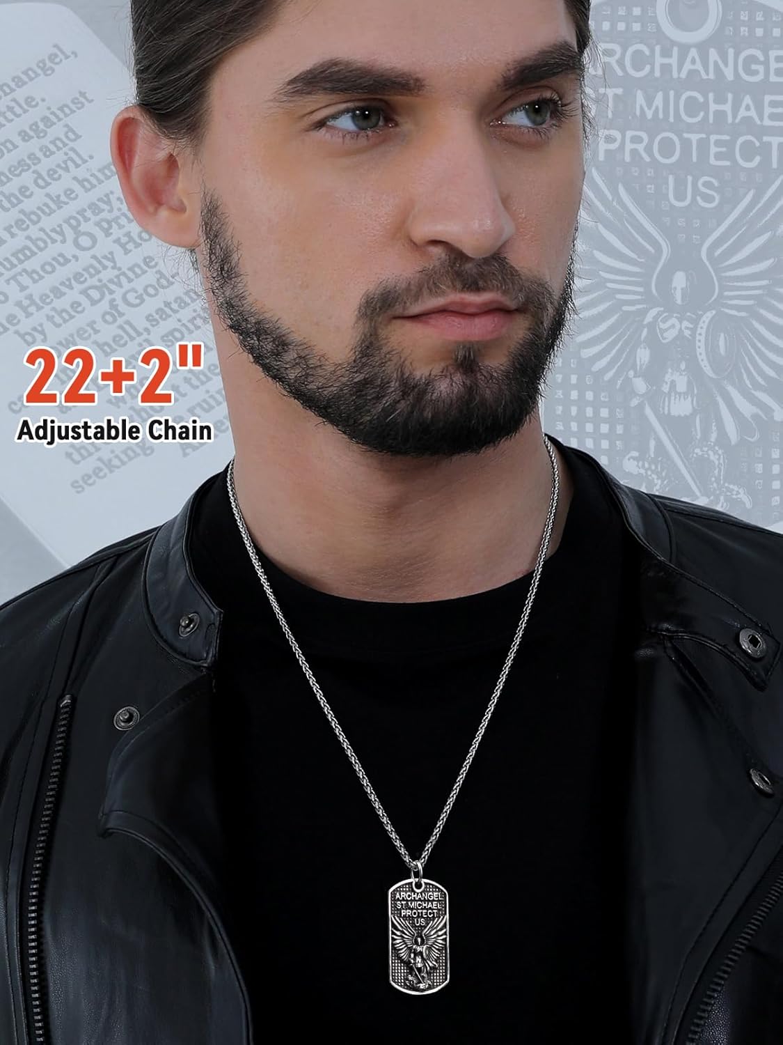 FaithHeart Saint Michael Necklace, Stainless Steel/18K Gold Plated St Michael the Archangel Pendant Amulet for Men Women with Gift Packaging - Image 2