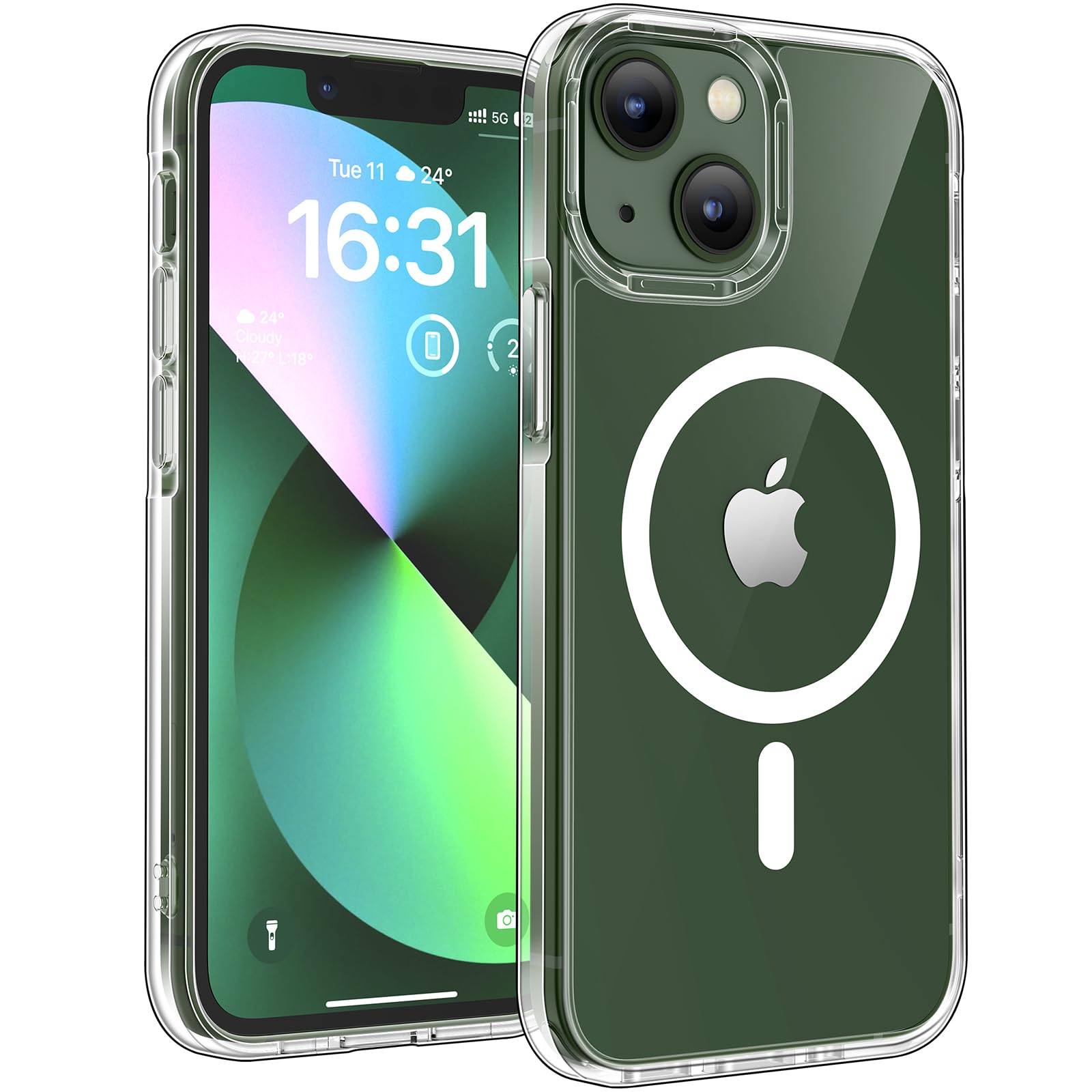 TOCOL Cover Magnetica per iPhone 13 Mini 5,4 Pollic, Compatibile con MagSafe, Senza Ingiallimento, Trasparente