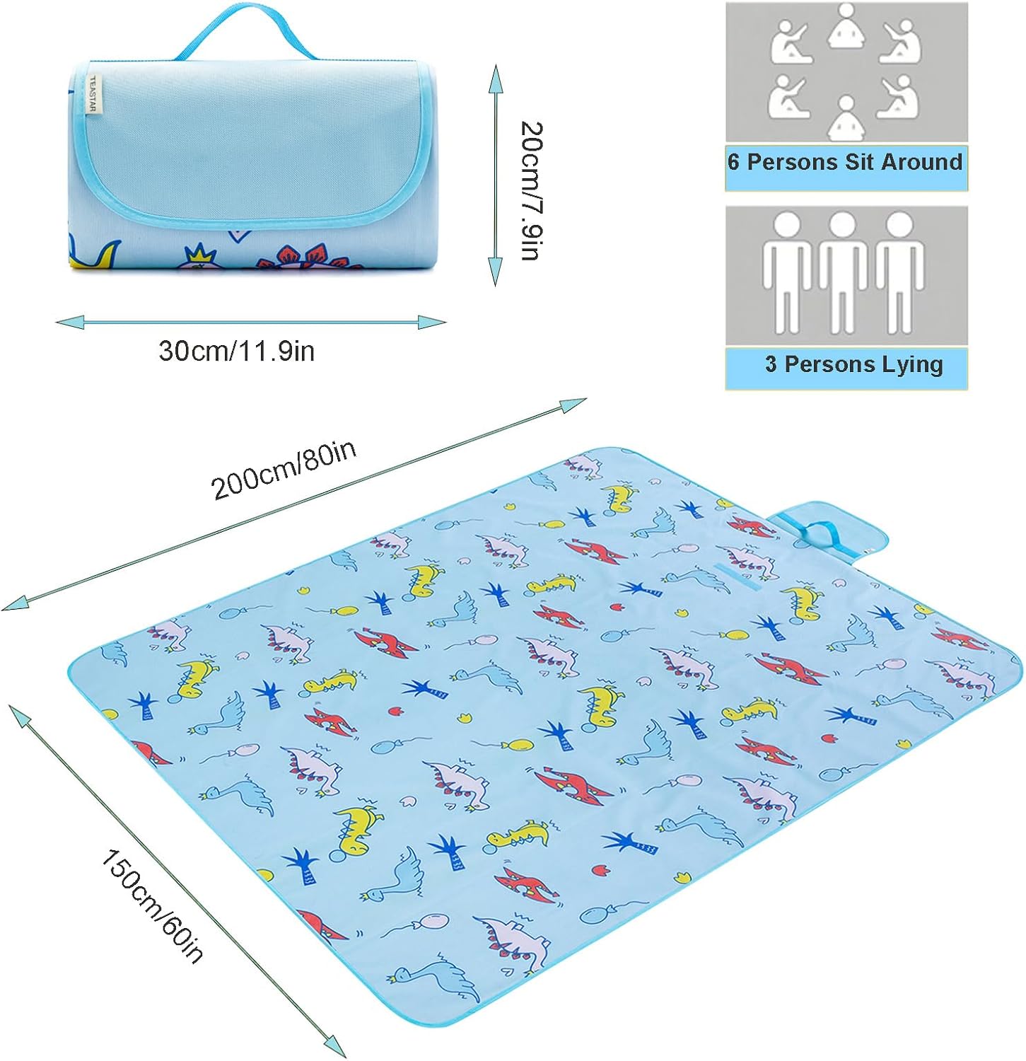 Large Picnic Blanket Waterproof Sand Free Beach Mat Foldable Picnic Mat Sandproof Beach Blanket Extra Large Grass Concert Blanket for Sporting Events, Family Picnic, Camping, Travel, Park - Image 3