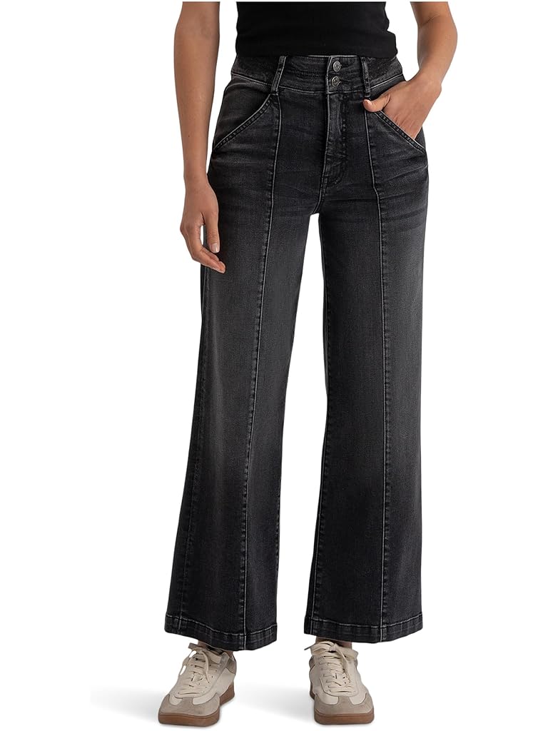 Bone KUT from the Kloth Meg High-rise Fab Ab Wide Leg Slanted Front Pockets