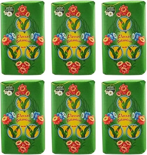Thai Parrot Botanical - Jabón verde, fragancia floral refrescante 6 x 2.12 oz