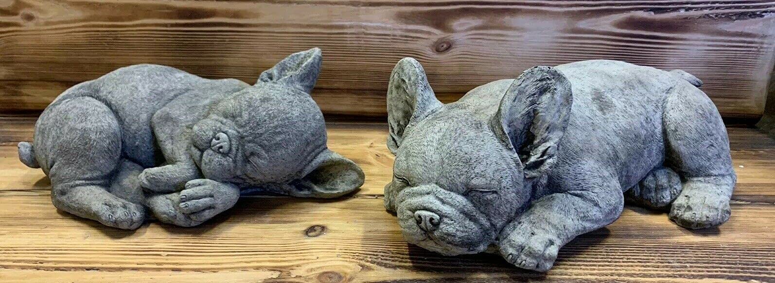 J And L Stone Ornaments Stone Garden Pair Of Lying Frenchie French Bulldog Dog Puppy Ornament Statue