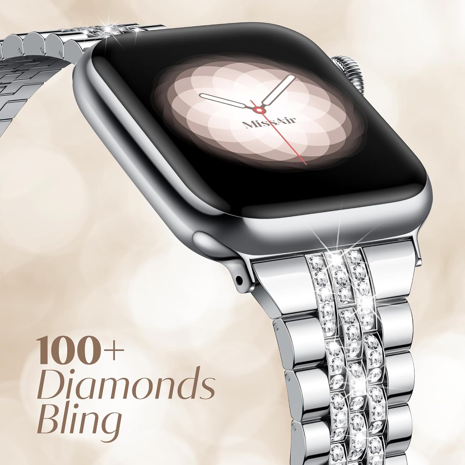 Missair Bling Bands Compatible With Apple Watch Band 38mm 40mm 41mm 42mm 44mm 45mm 46mm 49mm Women, Upgraded Buckle Replacement Bracelet Metal Strap for iWatch Series 11 10 9 8 7 6 5 4 3 SE Ultra - Image 2