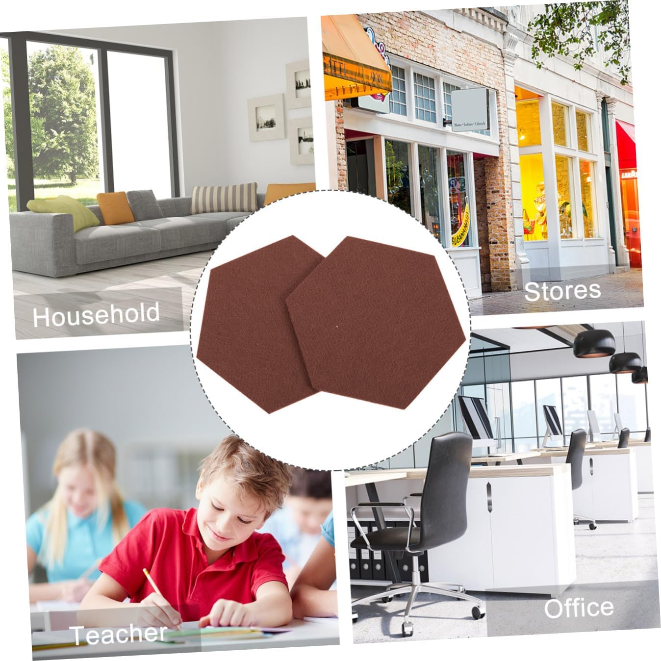 12pcs Hexagon Felt Bulletin Board Decorative Memo Wall Panels for Home Office Soundproofing Wall Decor Deep Easy to Arrange and Install