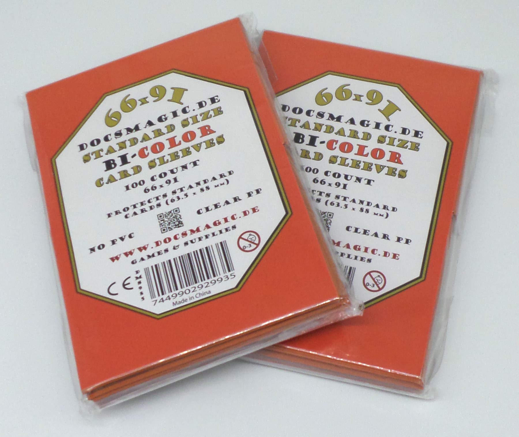 docsmagic.de 200 Premium Bi-Color Card Sleeves Mat Orange/Black Standard Size 66 x 91
