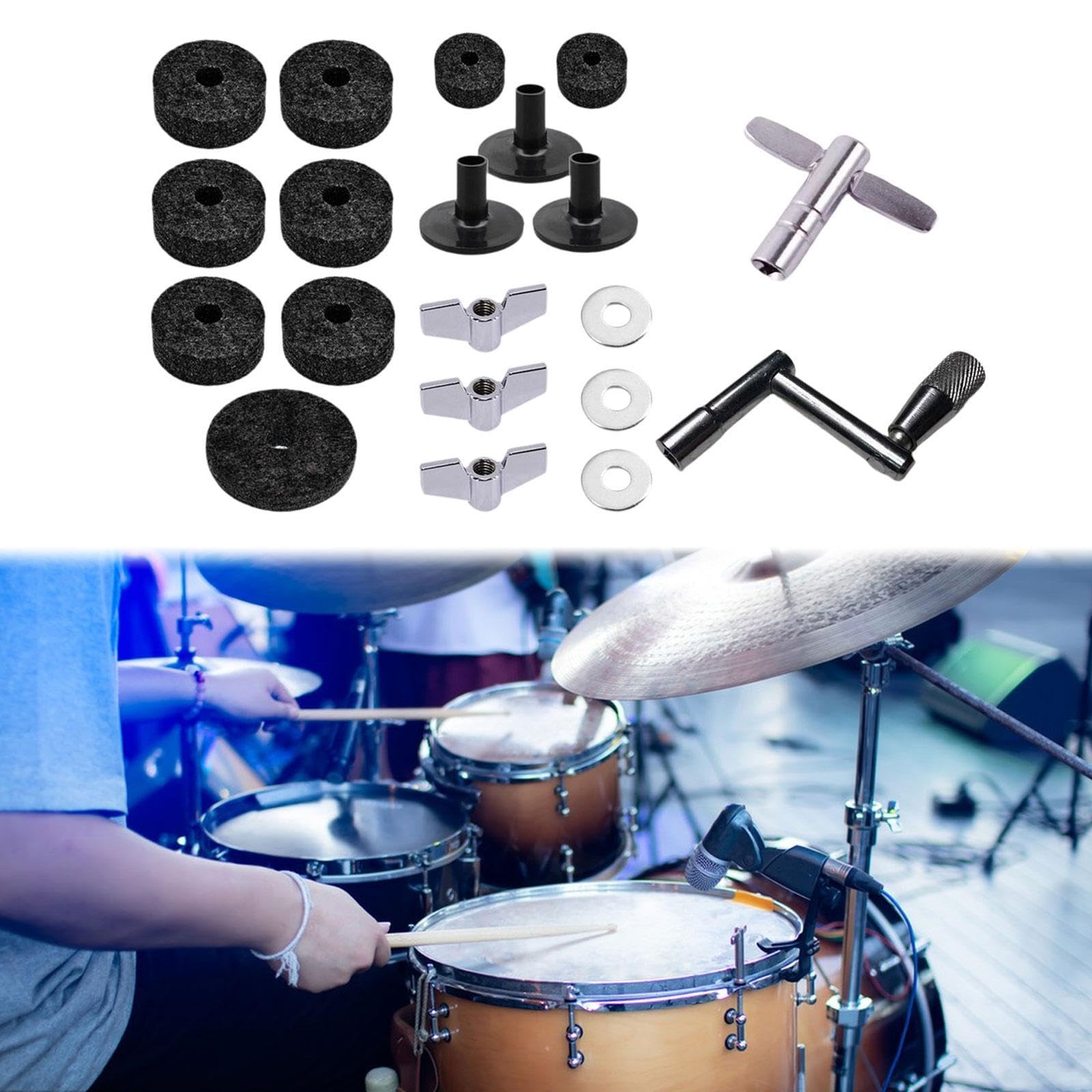 perfeclan 20 -fache Zymbal Filz Waschmaschinen Becken Ersatz Drum Set Drum Ersatzteil, Schwarz