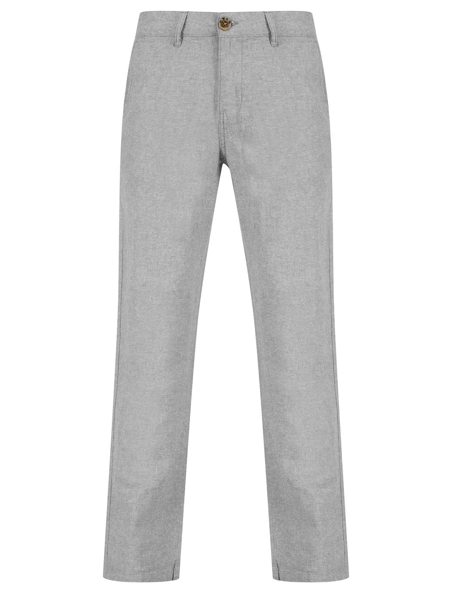 Tokyo Laundry Men's Grey Maulua Linen Cotton Blend Straight Leg Trousers