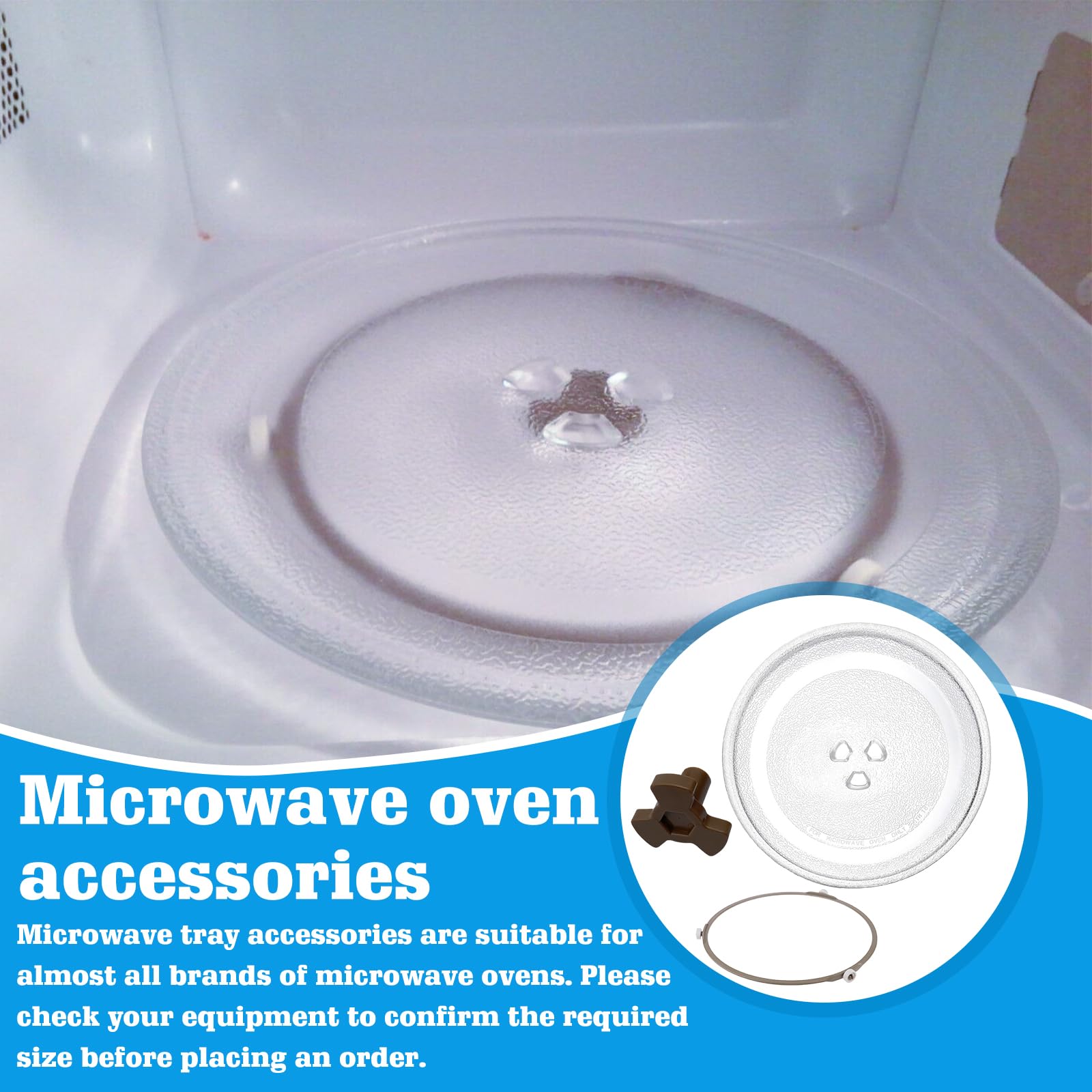 Piatto Girevole In Vetro Per Microonde Tipo Y – 24,5 Cm, Con 3 Punti Di Supporto, Trasparente E Resistente Agli Sbalzi Termici