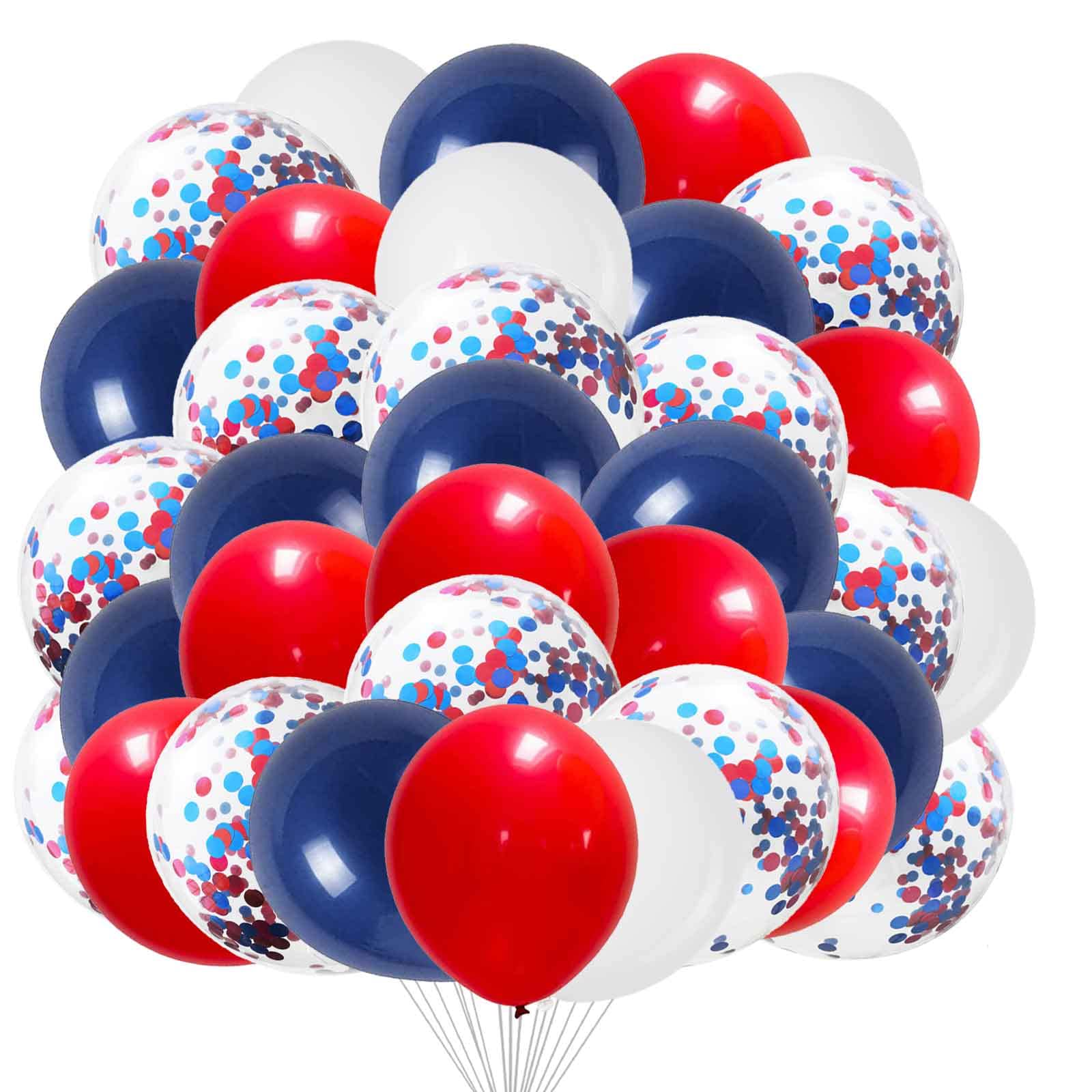 We Moment 12 Inch Red White Balloons and 12 Inch Navy Blue Balloons with Confetti Balloons，50pcs，for Decorations Independence Day Patriotic Anniversary Party Decoration