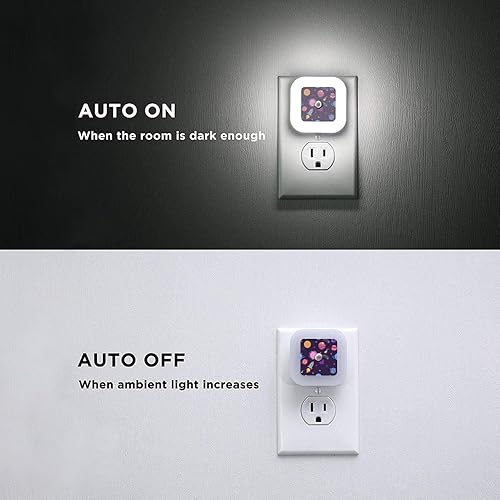Miniatura 2 de Planetas espaciales cohetes estrellas luz nocturna con sensor de luz luz blanca enchufable lámpara nocturna decorativa para dormitorio baño cocina