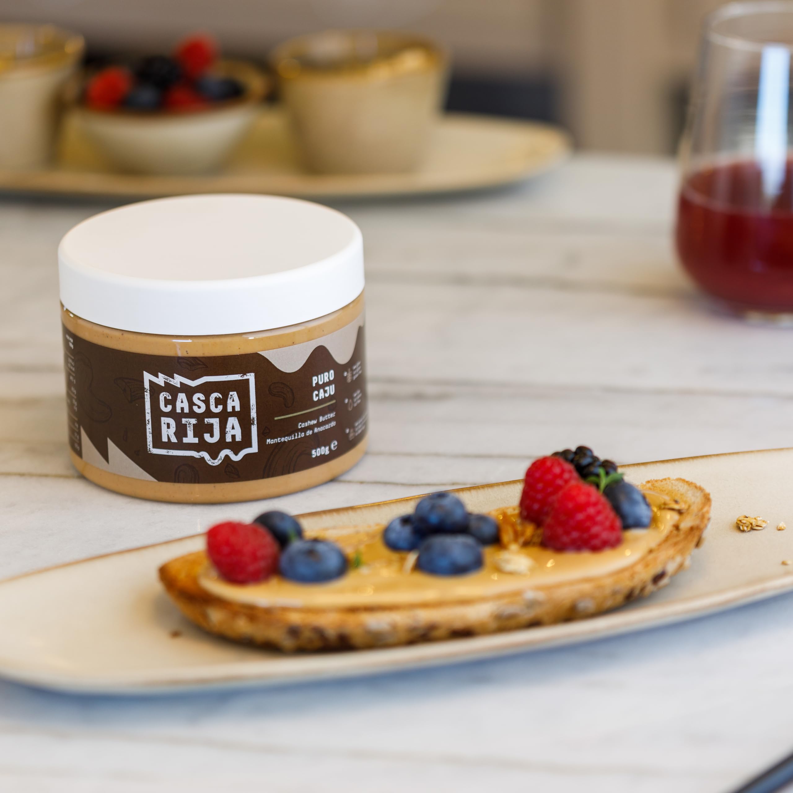 CASCA RIJA: Crema de Anacardo 500g | 99,8% Anacardos Tostados + 0,01% Canela Molida + 0,01% Jengibre en Polvo - 100% Natural y Cremosa Sin Trozos de Anacardos, Vegan