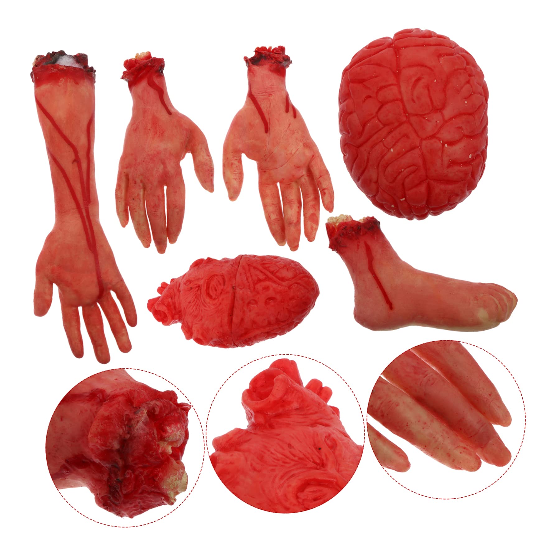 NUOBESTY 6st Halloween-Dekoration Gefälschte Körperteile Gesicht Körperteile Halloween Halloween-schädeldekoration Tot Kaputter Körper Körperteile Halloween-Requisiten Skelett Plastik Rot