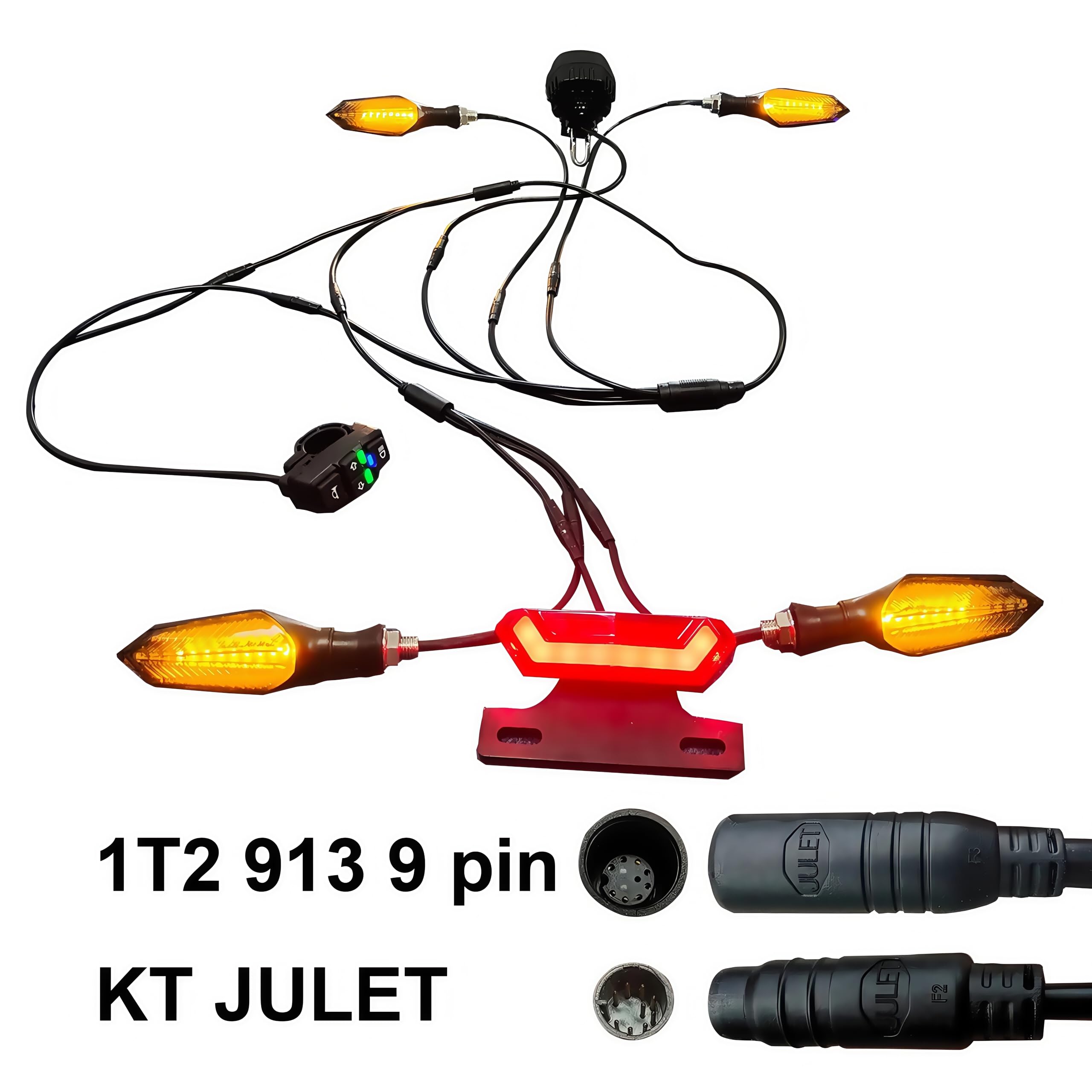 Tricycle électrique 36V 48V 52V Kit D'éClairage Avant Et ArrièRe Clignotants Feux De Freinage CâBle éTanche