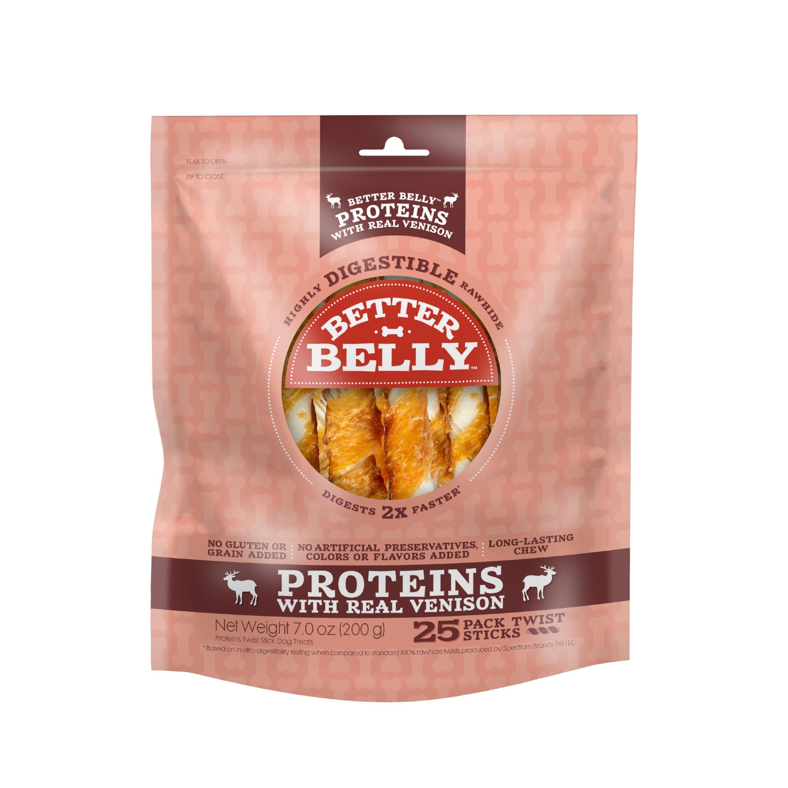 Better Belly Wysoce przyswajalne patyczki twist ze skóry surowej, podaruj swojemu psu zabawkę do żucia bez sztucznych kolorów i aromatów