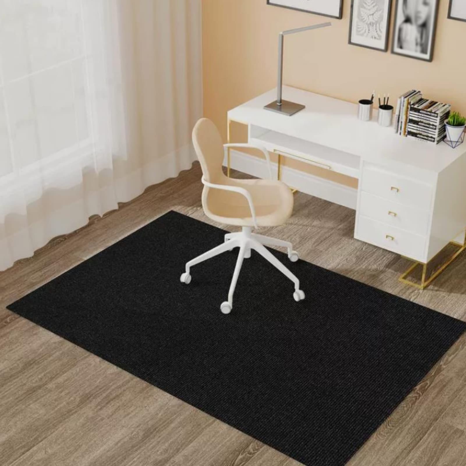Office Chair Mat for Carpet, Desk Chair Mat, Abrasion and scratch resistant, water resistant, protection for hardwood or tile floors, under office chairs/entryway/balcony ( Color : Black , Size : 100x