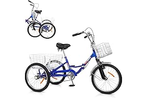 PEXMOR Adult Folding Tricycle | Three-Wheel Cruiser Bike with Front and Rear...