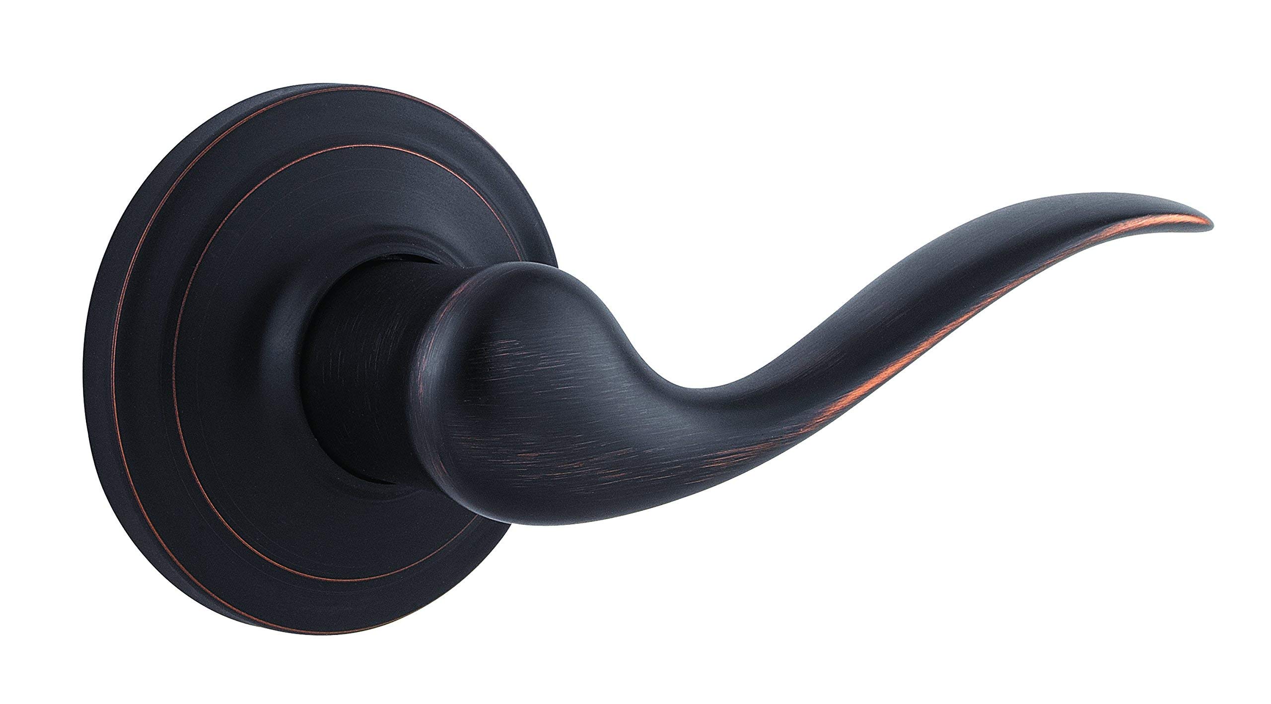 Kwikset Tustin Dummy Door Handle, Single Sided Lever for Closets, French Double Doors, and Pantry, Venetian Bronze Non-Turning Right Handed Interior Push/Pull Lever, with Microban Protection