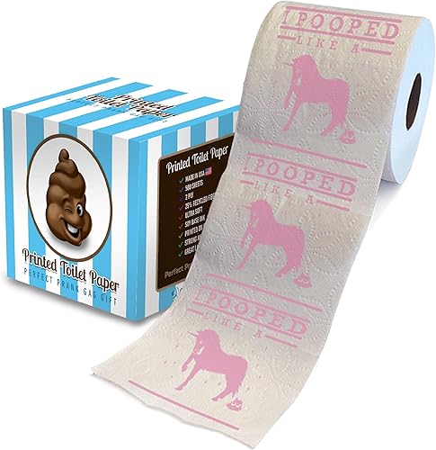 Printed TP Papel higiénico impreso con texto en inglés «Like A Unicorn Print», divertido rollo de papel higiénico para bromas, sorpresas, decoración