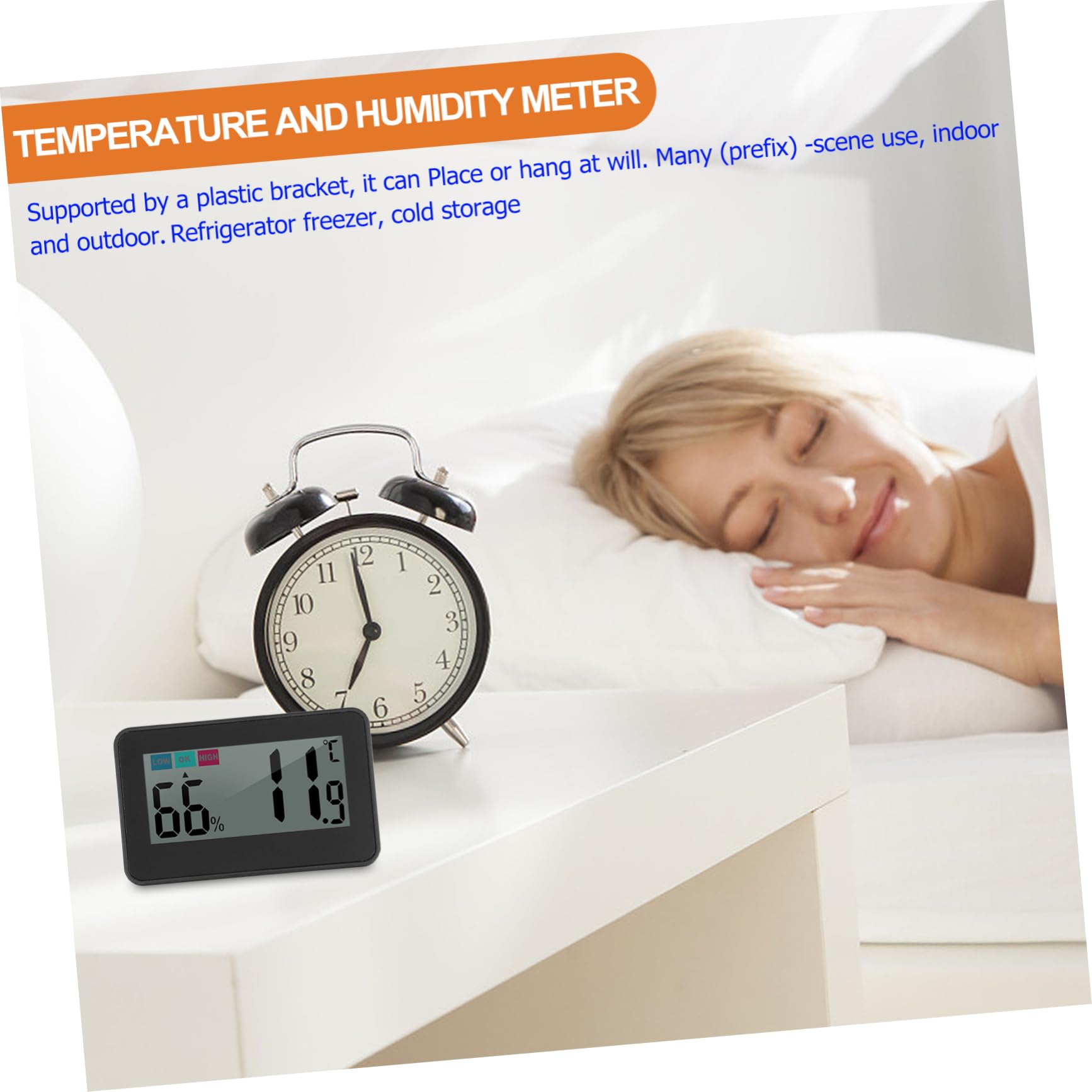 TOPBATHY 3piezas Higrometro Digital Refrigerador Medidor De y Diseño Magnético Gancho Para