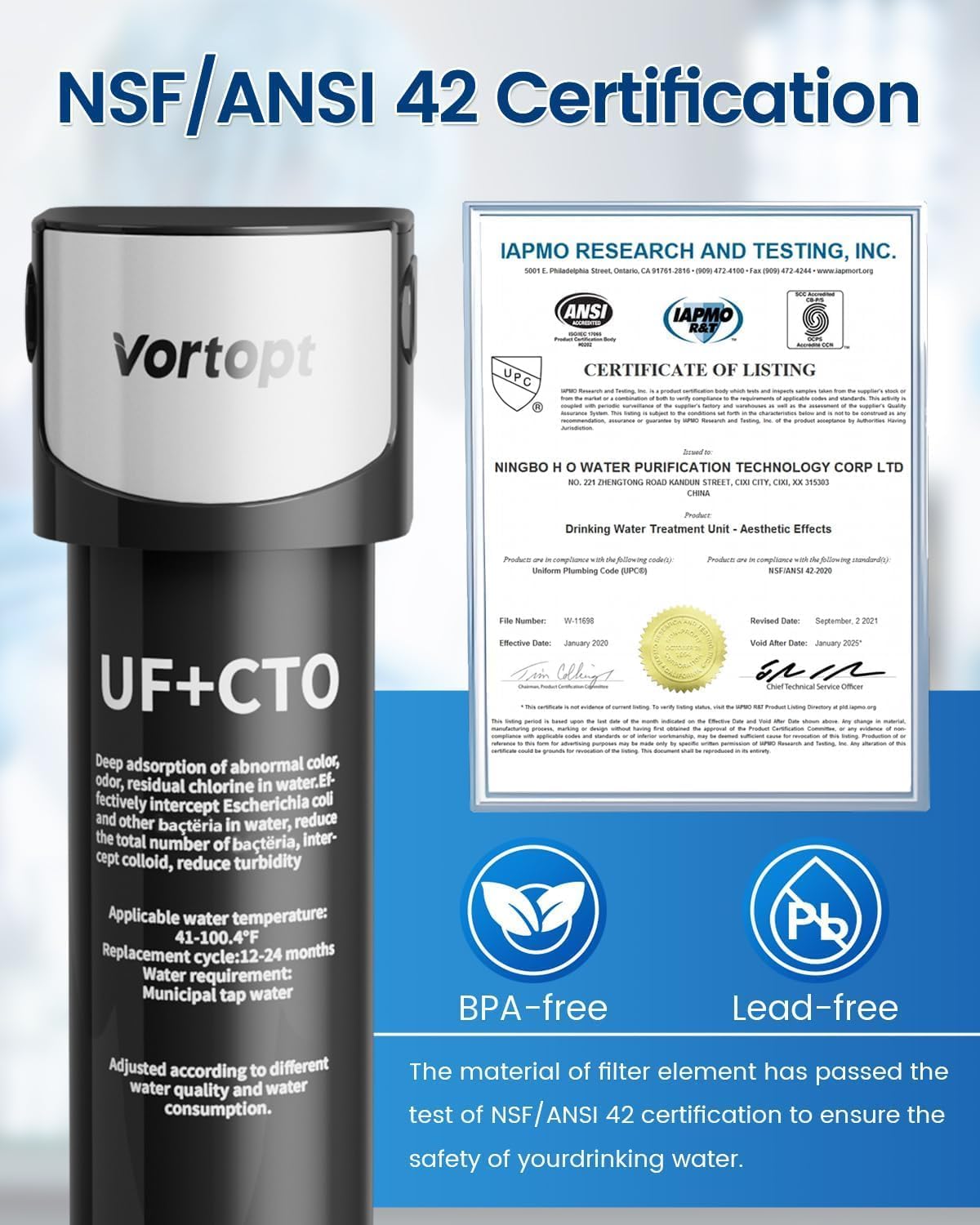 Amazon | Vortopt 0.01μm シンク下浄水器システム - NSF/ANSI 42認定