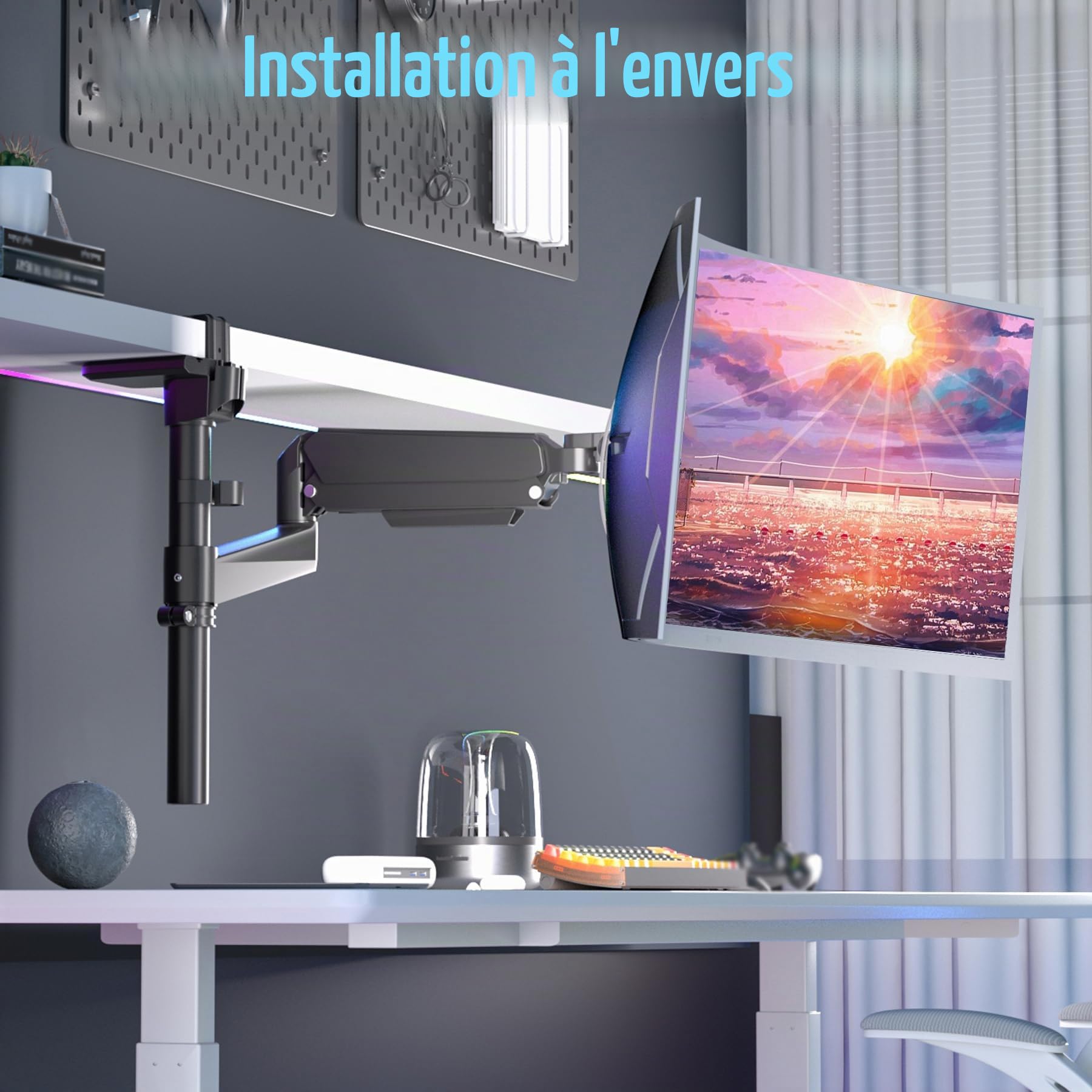 Support Ecran PC Bras pour Moniteurs de 17 à 60 Pouces Capacité 2-20kg, Bras Ecran PC avec Incline Pivote Tourne Rotatif à 360°, Réglage Hauteur sans Outil, VESA 75/100mm, Noir, H9B