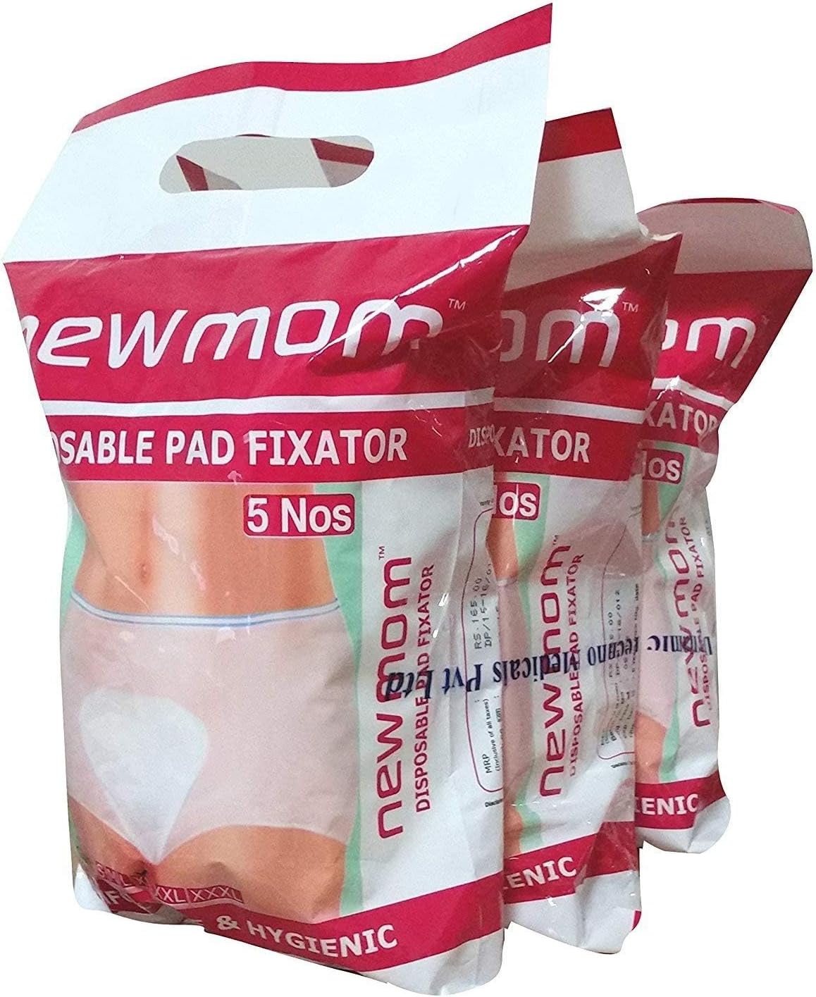 NewMom Disposable Pad Fixator-Value Pack-Pack of 5 X 3-15 Nos (Medium(For hip circumference of 77-88 cm))