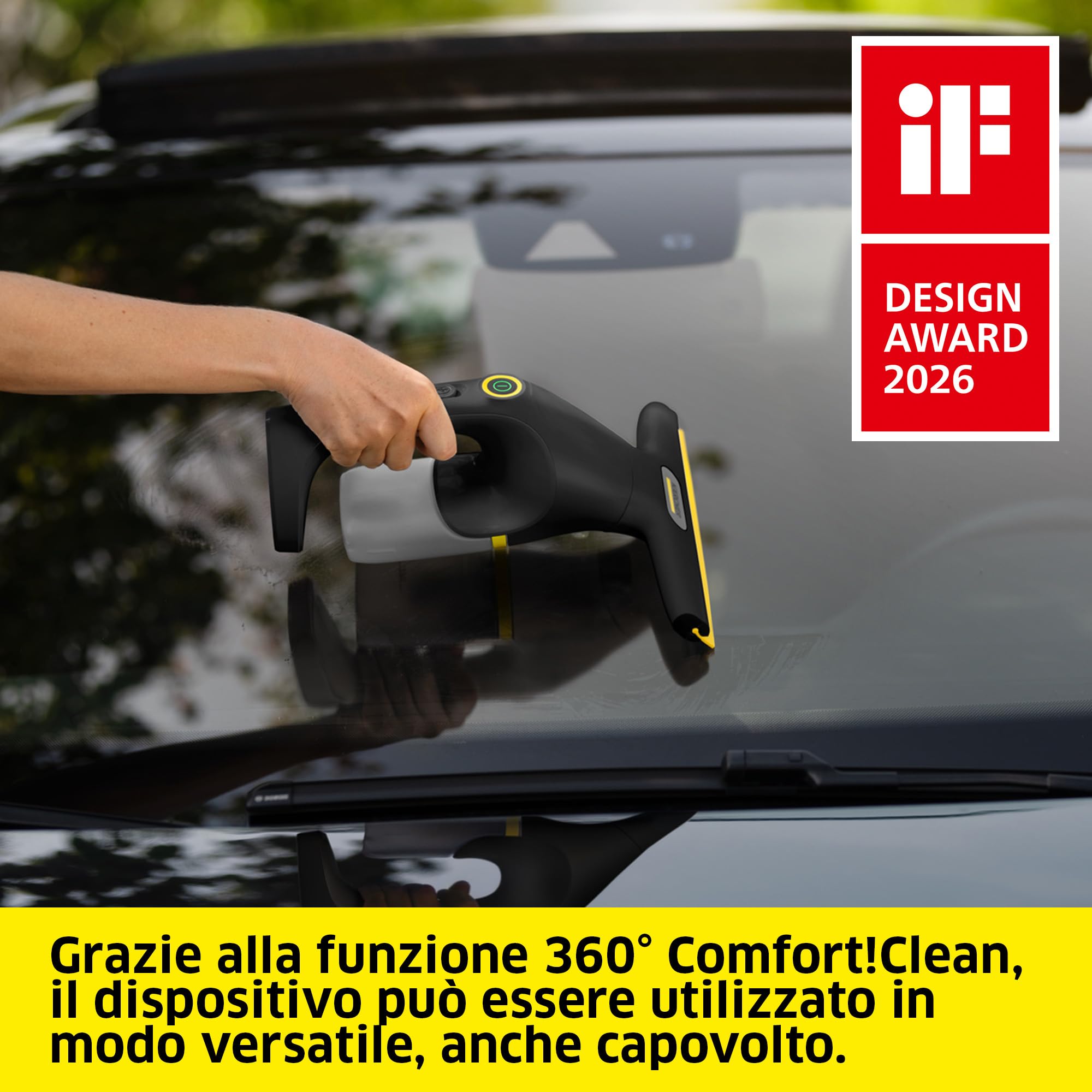 KÄRCHER lavavetri a batteria WV 1 Compact Care Extra+ Black, autonomia: 25 min, serbatoio dell'acqua sporca: 100 ml, peso: 0,5 kg, flacone spray e panno in microfibra, detergente per vetri (500 ml)